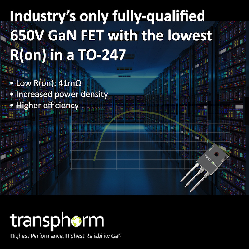 Transphorm claims industry’s first fully-qualified 650V GaN FET with the lowest R(on) in a TO-247
